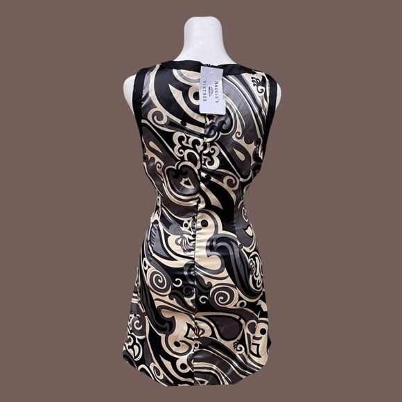 Y2K | Forever Women's Black & Gray Scoopneck Swirl Pattern A-Line Dress Size M - Picture 2 of 5